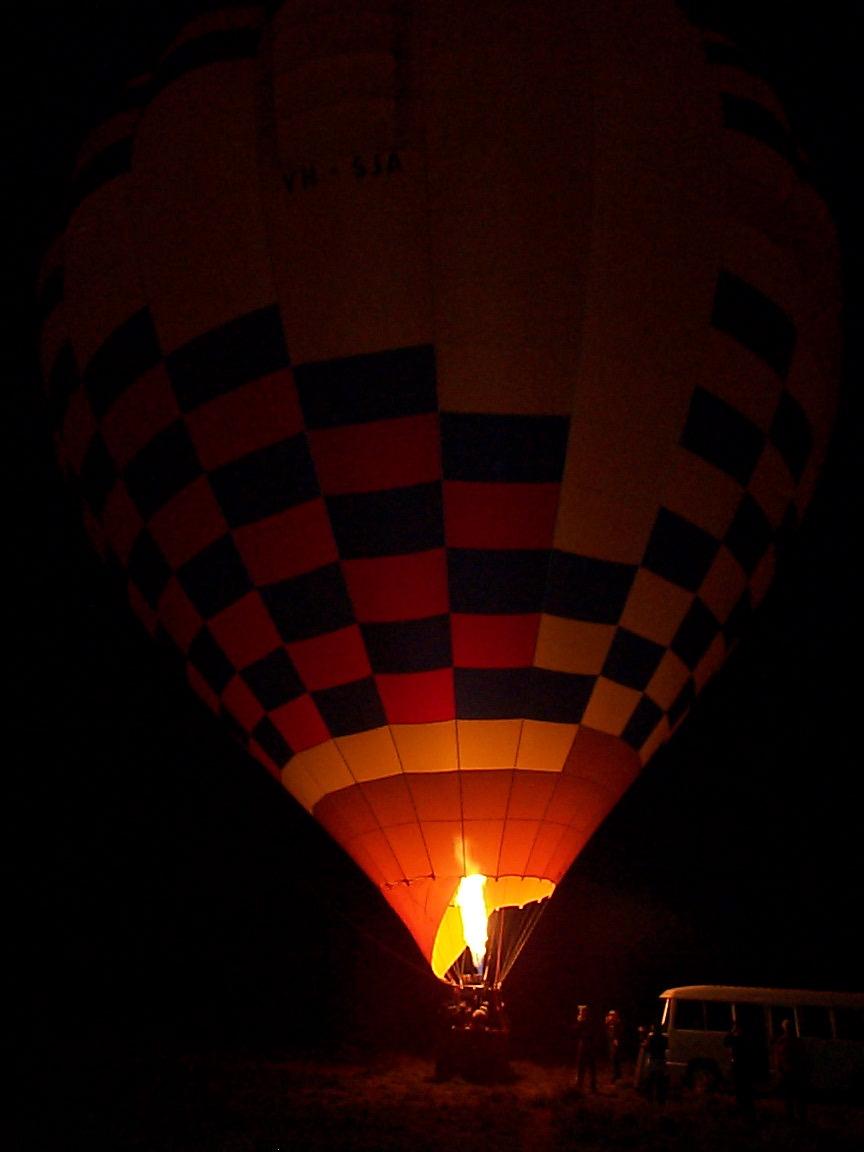 Hot Air Balloon being inflated NT Australia